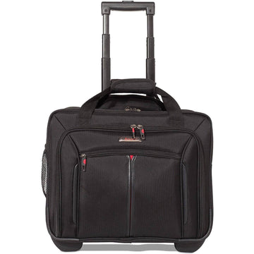 Aerolite Premium Padded Business Laptop Roller Case with 2 Wheels Approved for Ryanair Priority Boarding, Easyjet Plus, BA and More Airlines. Fits up to 15.6 Inch Laptops (Black)
